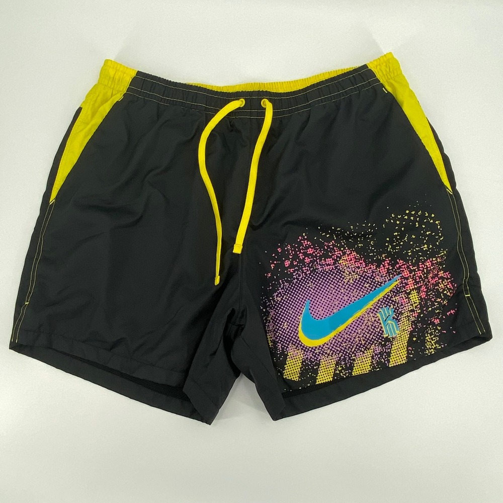 Nike Kyrie Irving Basketball Shorts Mens XXL Black Yellow Splatter DA5993-010 - Picture 2 of 12